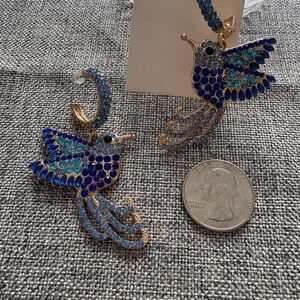Blue and Gold Hummingbird Vintage Statement Earrings MAKE ME AN OFFER!